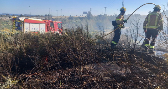 SUCCESSOS: Un incendi en una zona agrícola de Viladecans obliga a aturar la circulació de trens durant una estona