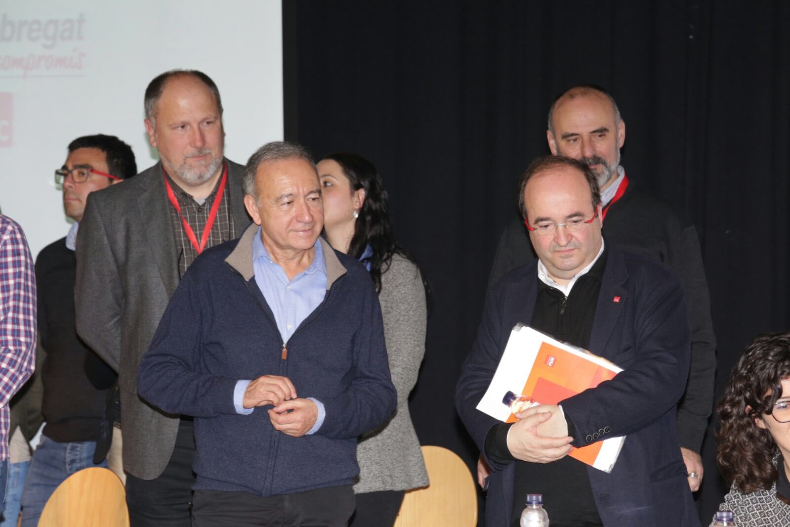 Antoni Poveda i Miquel Iseta, en l'assamblea d'ahir de la Federació del Baix Llobregat 
