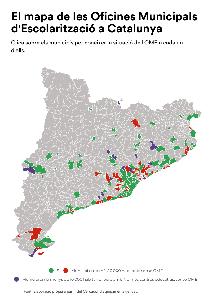 Mapa de les Oficines Municipals dEscolarització a Catalunya