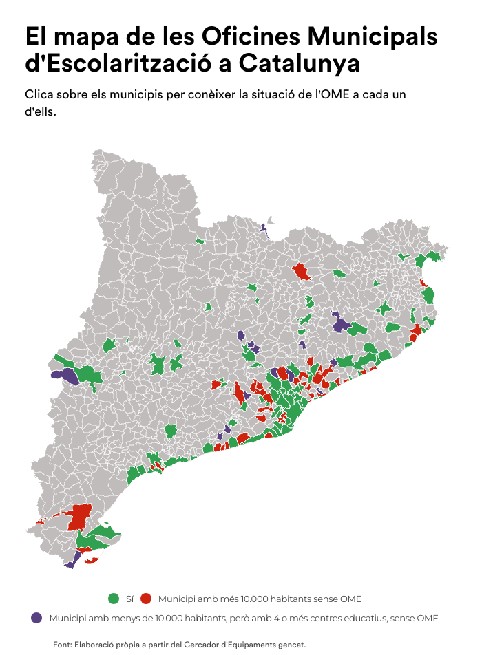 Mapa de les Oficines Municipals dEscolarització a Catalunya