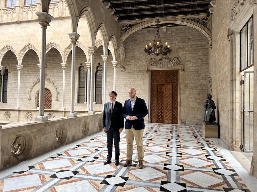 Marc Giribet reunit amb el president de Catalunya, Salvador Illa, al Palau de la Generalitat